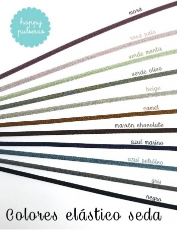 colores del elástico seda que puedes elegir para tu pulsera