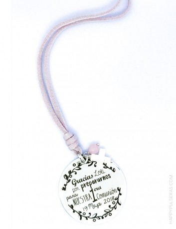regalo original para monitora de catequesis primera comunión dedicatoria jewerly online medalla plata collar grabada