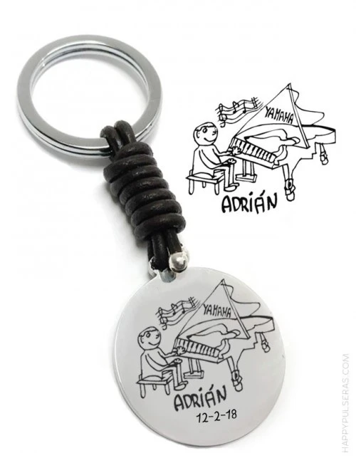 Llavero-de-acero-para-regalar-grabado-con-dibujo-de-niño- Happypulseras- grabados espectaculares