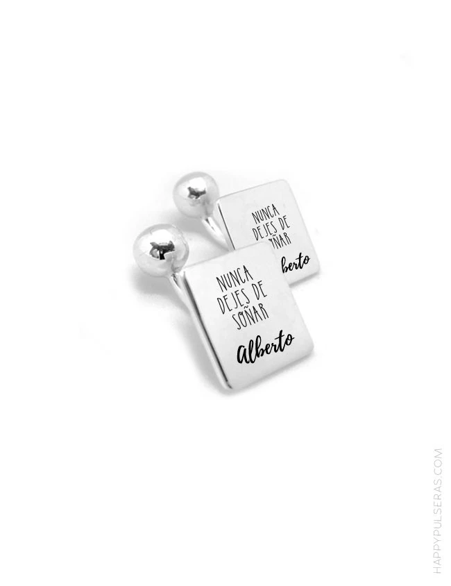 Gemelos personalizados grabados con tu dedicatoria. Grabado gratis. Plata de Ley. Envío gratis
