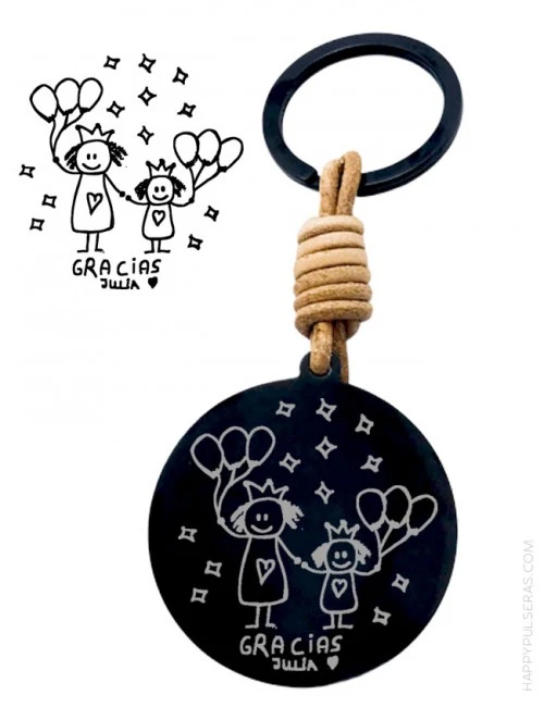 Regala un llavero grabado con el dibujo de tu pequeña artista... Joyería online de regalos personalizados- happypulseras.com