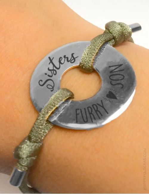 Pulsera elástica con donut de plata grabado con lo que tú quieras ★ Pulseras HAPPY ★
