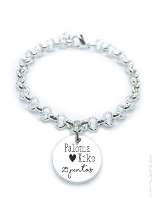 Pulsera para regalar con medalla personalizable. Dedica la pulsera a quien quieras.