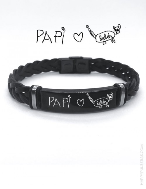 Ideas originales para regalar a papá, pulseras de cuero personalizadas ideales en Happypulseras.com