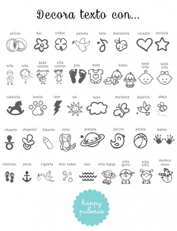 decora el texto de dedicatoria para mamá con alguno de estos iconos que te mostramos- Happypulseras