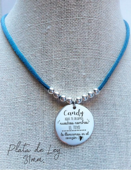 Medalla de plata personalizada para profesores. Regalos originales personalizados para maestros - happypulseras