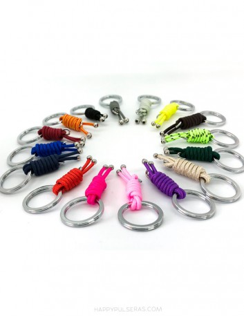 Elige el color del cordón naútico que te guste para montar tu llavero personalizado de titanio en Happypulseras.com
