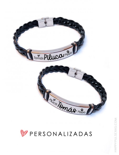 Pack pulseras personalizadas de cuero para parejas en San Valentín- Happypulseras- regalos que emocionan