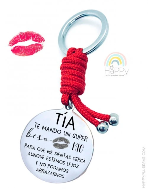 llaveros personalizados de acero grabados con besos- Regalos originales para regalar-Happypulseras