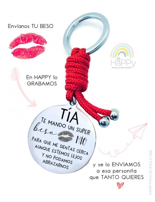 Regala un beso real grabado en un llavero- Ese beso que tendrás siempre- happypulseras