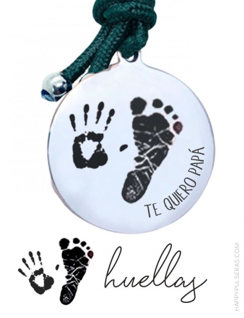 llaveros personalizados de acero grabados con las huellas de bebé- Regalos originales para papá- Happypulseras