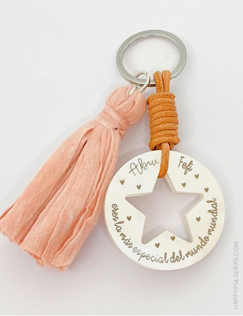 llaveros personalizados en acrílico nácar blanco, para personalizar con el grabado que quieras- Happypulseras