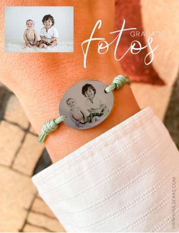 Pulsera unisex grabada con fotos- medalla ovalada para pulsera con fotos- Regalo personalizado