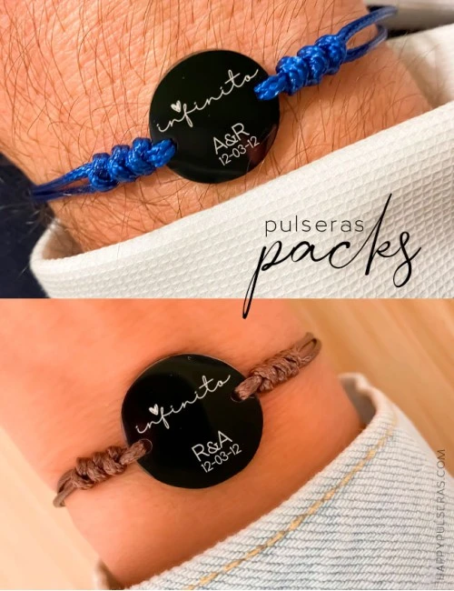 Packs de pulseras para regalar, para parejas, para amigos, hermanas... con el mensaje que quieras - Happypulseras