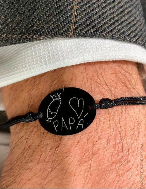 Pulseras para caballero grabadas con dibujos de su hijo... Idea super original de regalo- Happypulseras