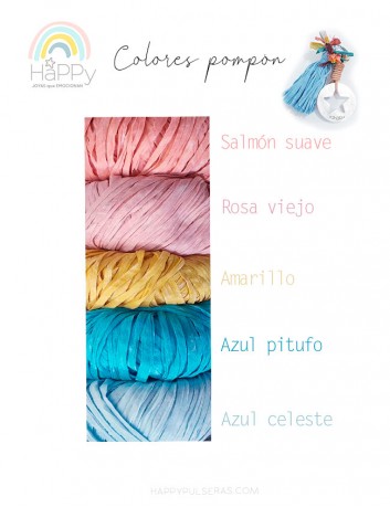 Elige el color del pompón de cinta tejida de happy- Preciosos colores - Happyllaveros