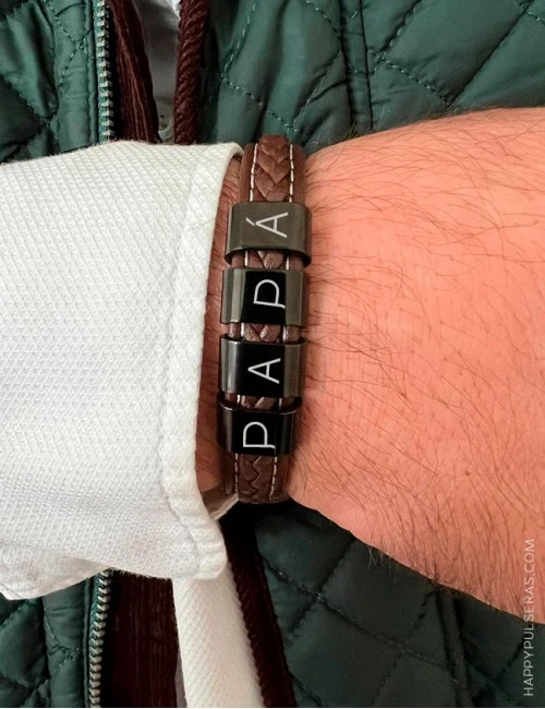 Pulseras de cuero personalizadas para papá- Regalos originales para hombres en Happypulseras