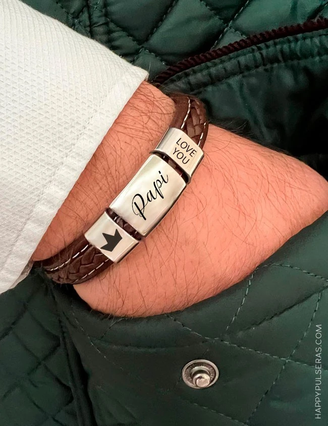 Pulsera personalizada para regalar a papá, personaliza con el texto que quieras - Happypulseras Pulsera personalizada para regalar a papá, personaliza con el texto que quieras - Happypulseras