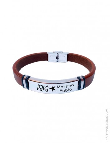 Pulseras de cuero personalizadas para regalar a papá en happypulseras