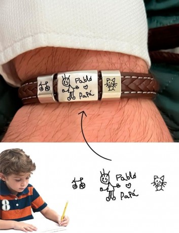 Idea super original para regalar a papá - Un dibujo en la pulsera de cuero