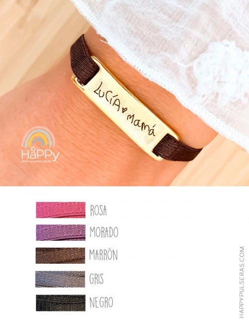 Graba el nombre de tu hijo escrito por él mismo sobre la pulsera- happypulseras