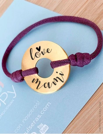 Pulsera personalizada donut dorado con mensaje dedicado para mamá- Happypulseras-regalos-para-el-día de la madre