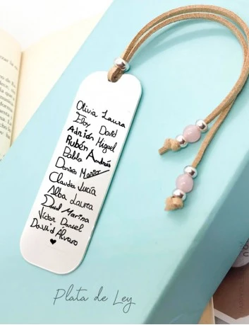 Marcapáginas de PLATA de LEY firmado por todos los alumnos de la clase- Regalos personalizados profesores
