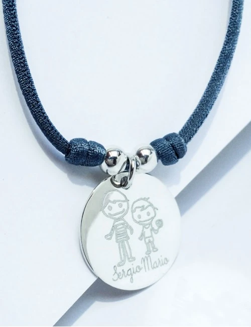 Colgantes medalla de plata con seda a color- happypulseras