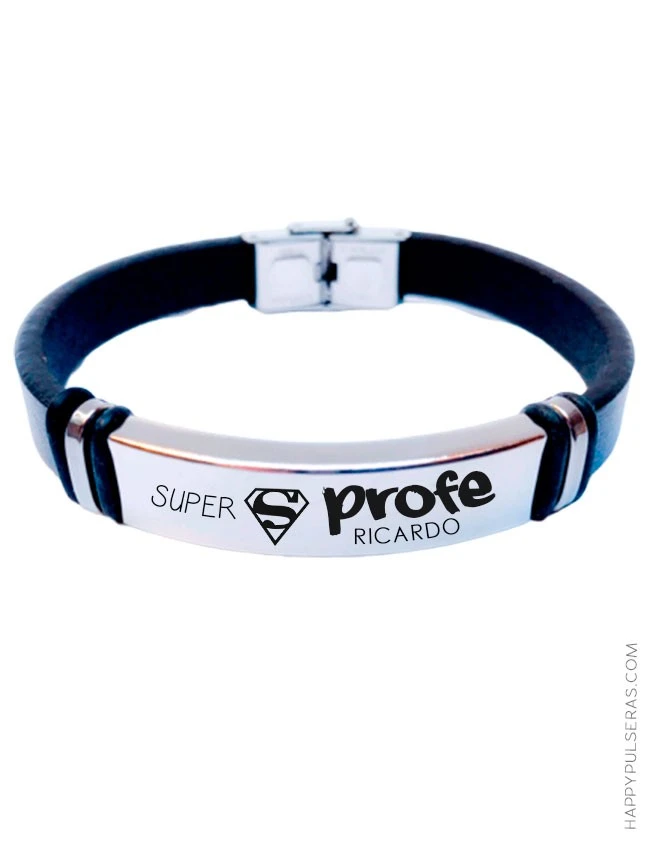 Pulsera de cuero personalizada para profesores - con la dedicatoria que quieras grabar - Happypulseras Pulsera de cuero personalizada para profesores - con la dedicatoria que quieras grabar - Happypulseras