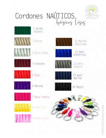 Colores disponibles para la pulsera náutica de colores - Happypulseras