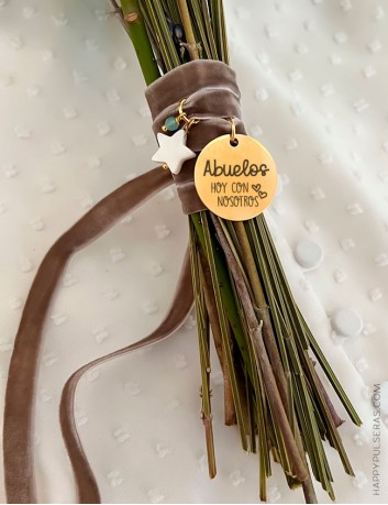 Medalla para ramos de novia personalizable, elige el tamaño y el color de la cinta
