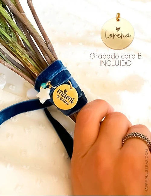 Ramos de novia sencillos personalizados con medalla dorada grabada con tu mensaje personalizado