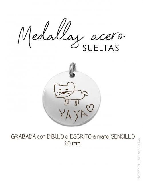 Graba tu medalla con texto, con dibujo, a una cara, a dos.... tu medalla personalizada en Happy