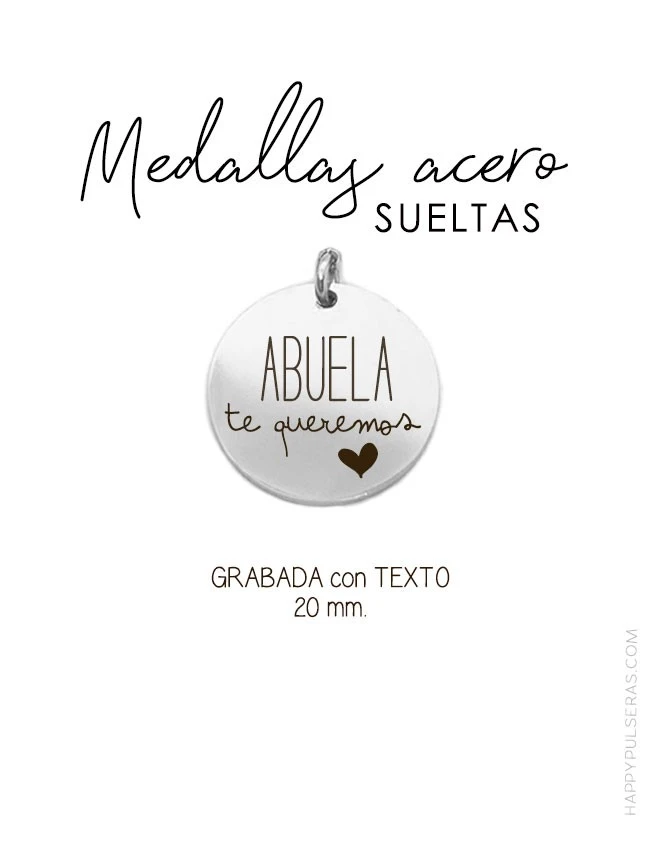Encarga una medallas de ACERO plateado grabada para añadir a tus joyas o crear tu propia joya - Happypulseras Encarga una medallas de ACERO plateado grabada para añadir a tus joyas o crear tu propia joya - Happypulseras