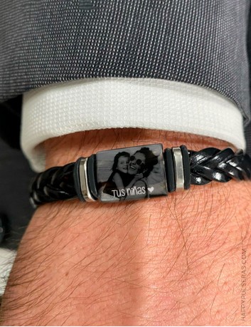 Pulseras de cuero con foto- grabamos tus recuerdos - Happypulseras