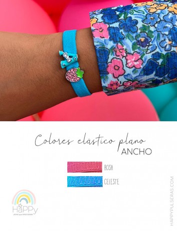 Elige el color del elástico que más te guste, azul o rosa- Happypulseras