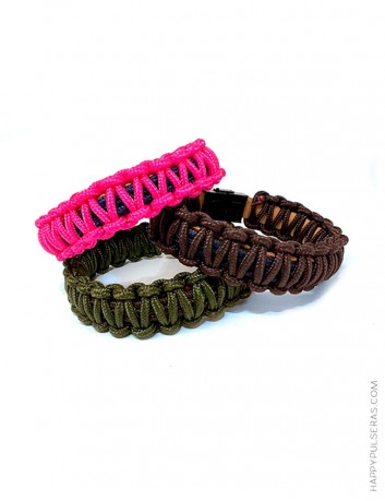 Colores de la pulsera nautica zig-zag, rosa, verde, marrón  y marino - Happypulseras