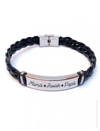 Regala una pulsera de cuero personalizada grabada con el mensaje que tu elijas- Te enviamos boceto