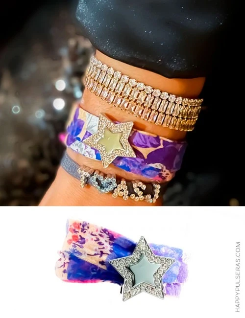 Pulseras ideales para completar tu looks nocturnos- Pulseras de tela de flores con estrella