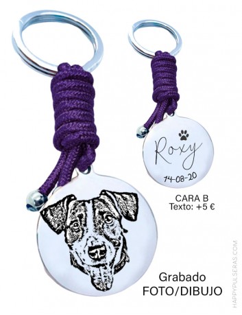 En nuestra joyería online tenemos llaveros personalizados grabados con foto dibujos de mascota