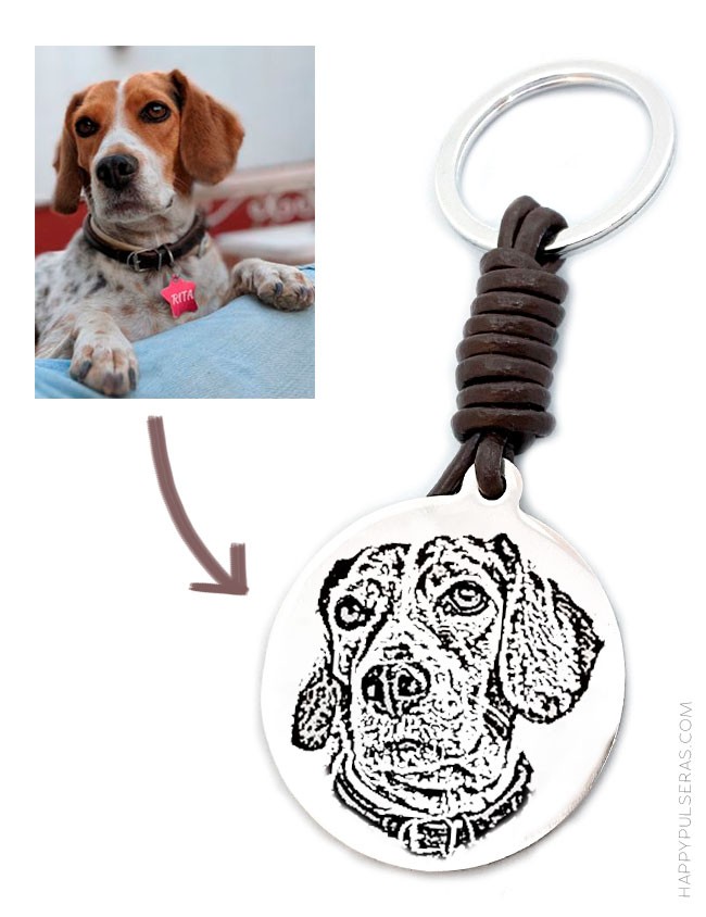 Llaveros con medalla grabada con la foto de tu mascota - En nuestra joyería online, Happypulseras