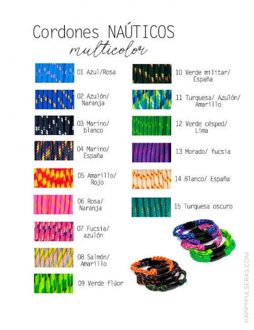 Elige el color de cordón náutico para tu llavero personalizado - happypulseras