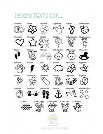 Carta de iconos de archivo de Happy Pulseras