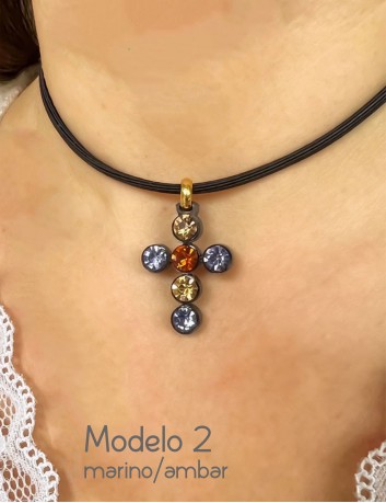 Modelo 2 - cristales de Oriente Medio en tonalidades azul marino, dorado y ámbar. Simplemente precioso