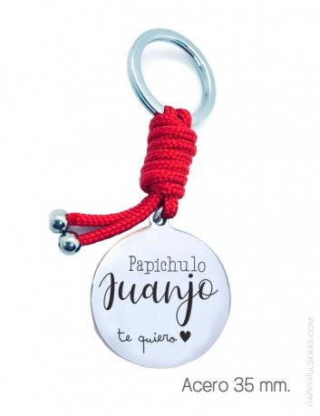 Llavero náutico rojo  y acero con grabado personalizado para papá