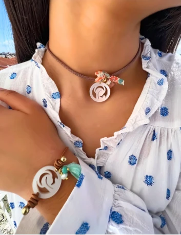 pack colgante y pulsera acrílico virgen blanco