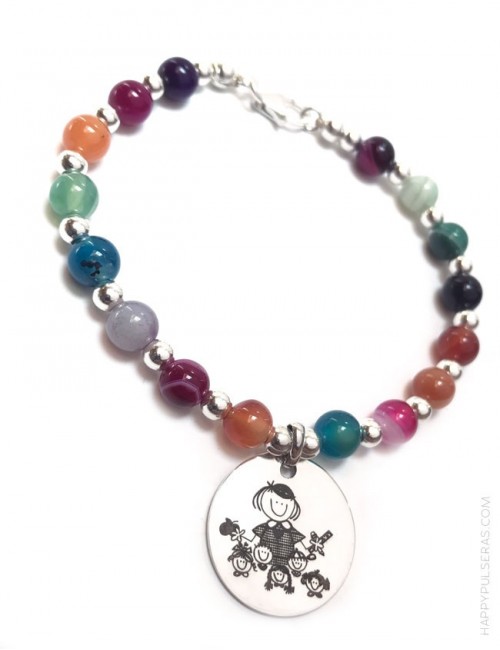jewerly online regalo original pulsera de piedra natural con medalla para grabar lo que te guste.
